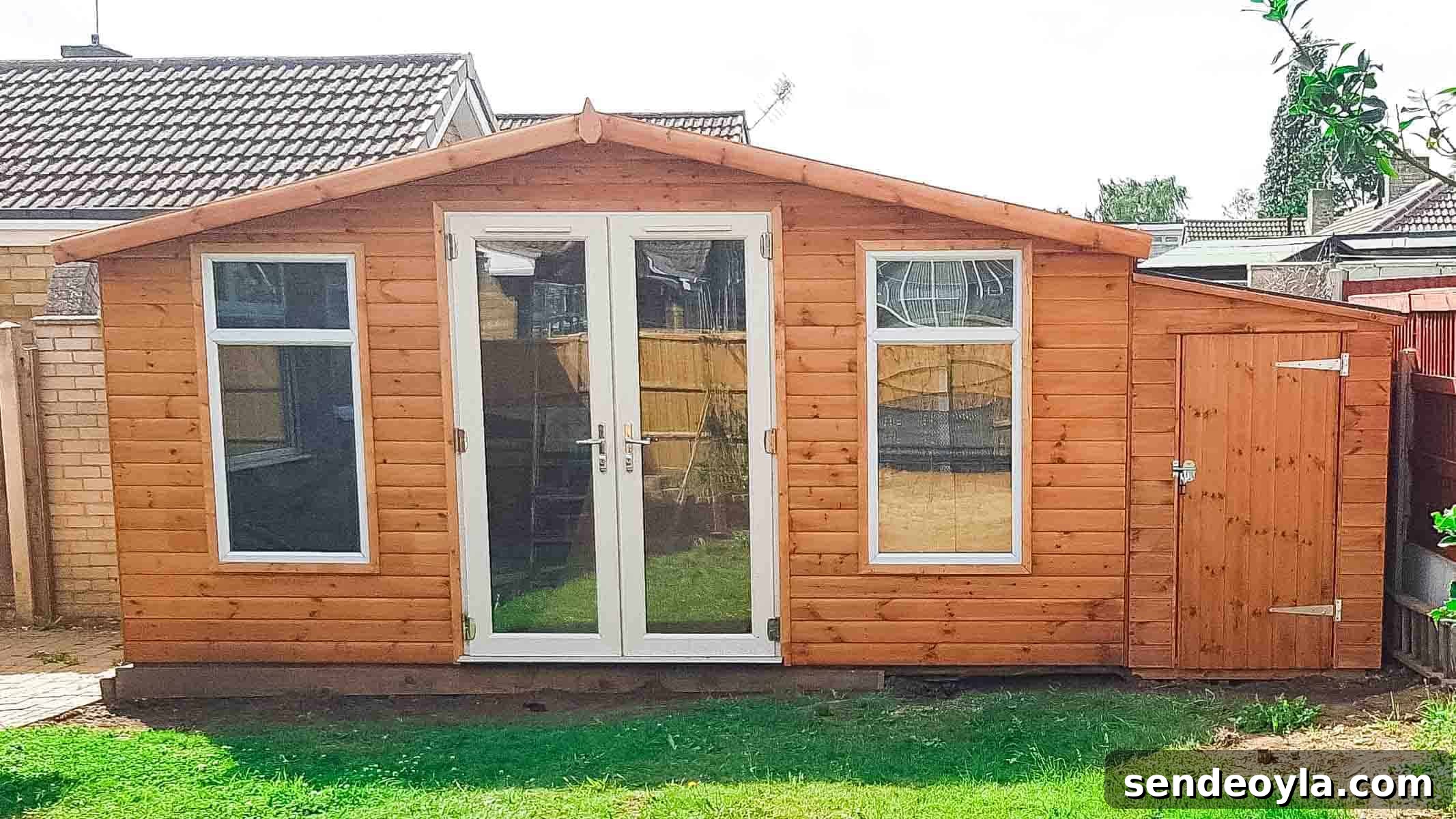 Install Roofing Felt on a Shed: Step-by-Step Tips 3 newly built large shed with lean to shed in a back garden