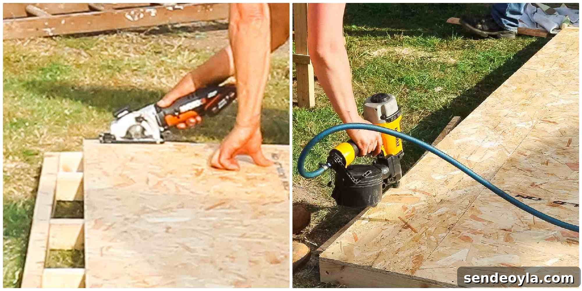 Install Roofing Felt on a Shed: Step-by-Step Tips 6 cutting and nailing osb to shed roof frame