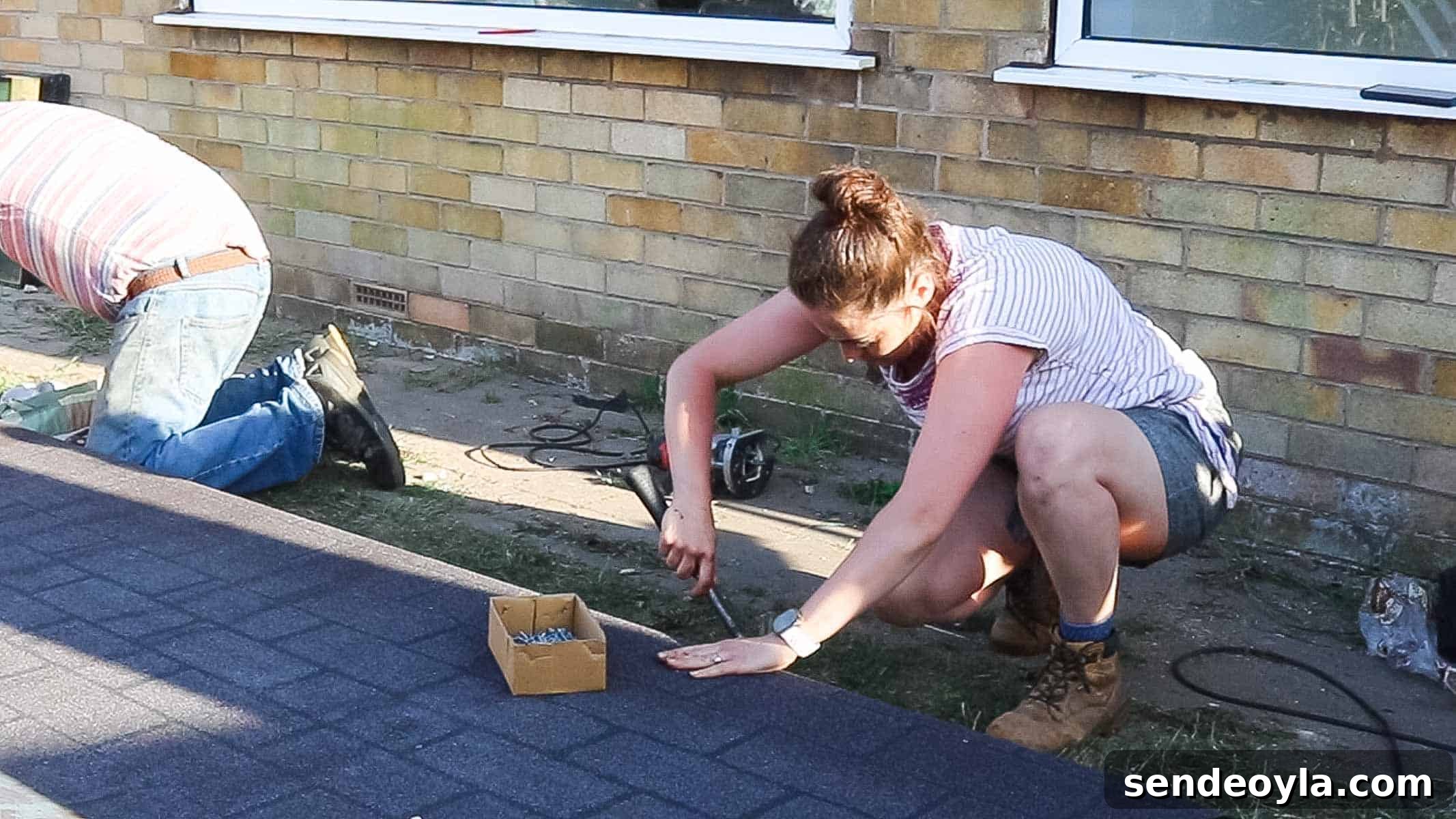 Install Roofing Felt on a Shed: Step-by-Step Tips 8 clout nailing roof felt to shed pitched roof frame