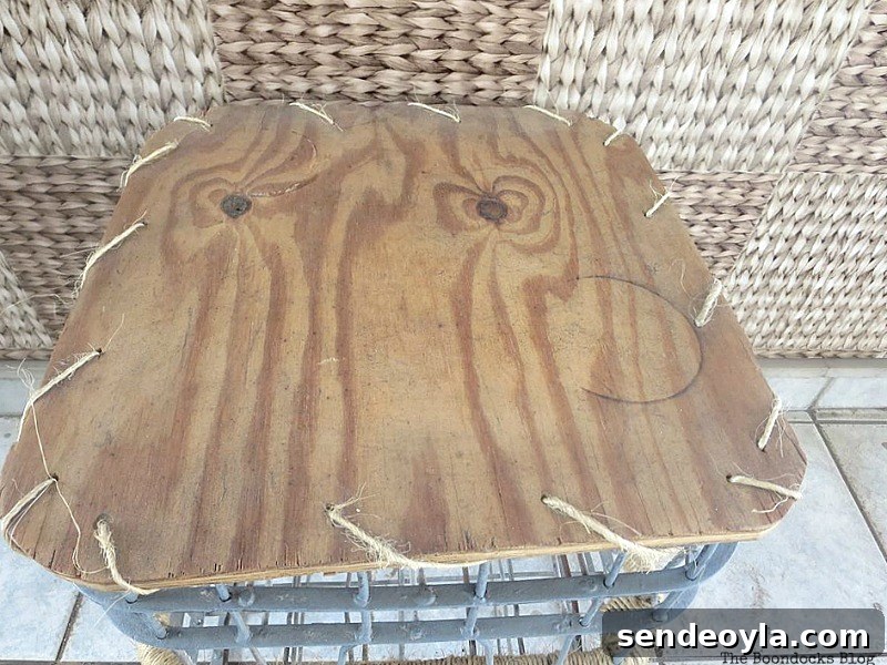 Milk Crate Table Upcycle: Stylish DIY Makeover 5 Top of the milk crate table made of plywood.