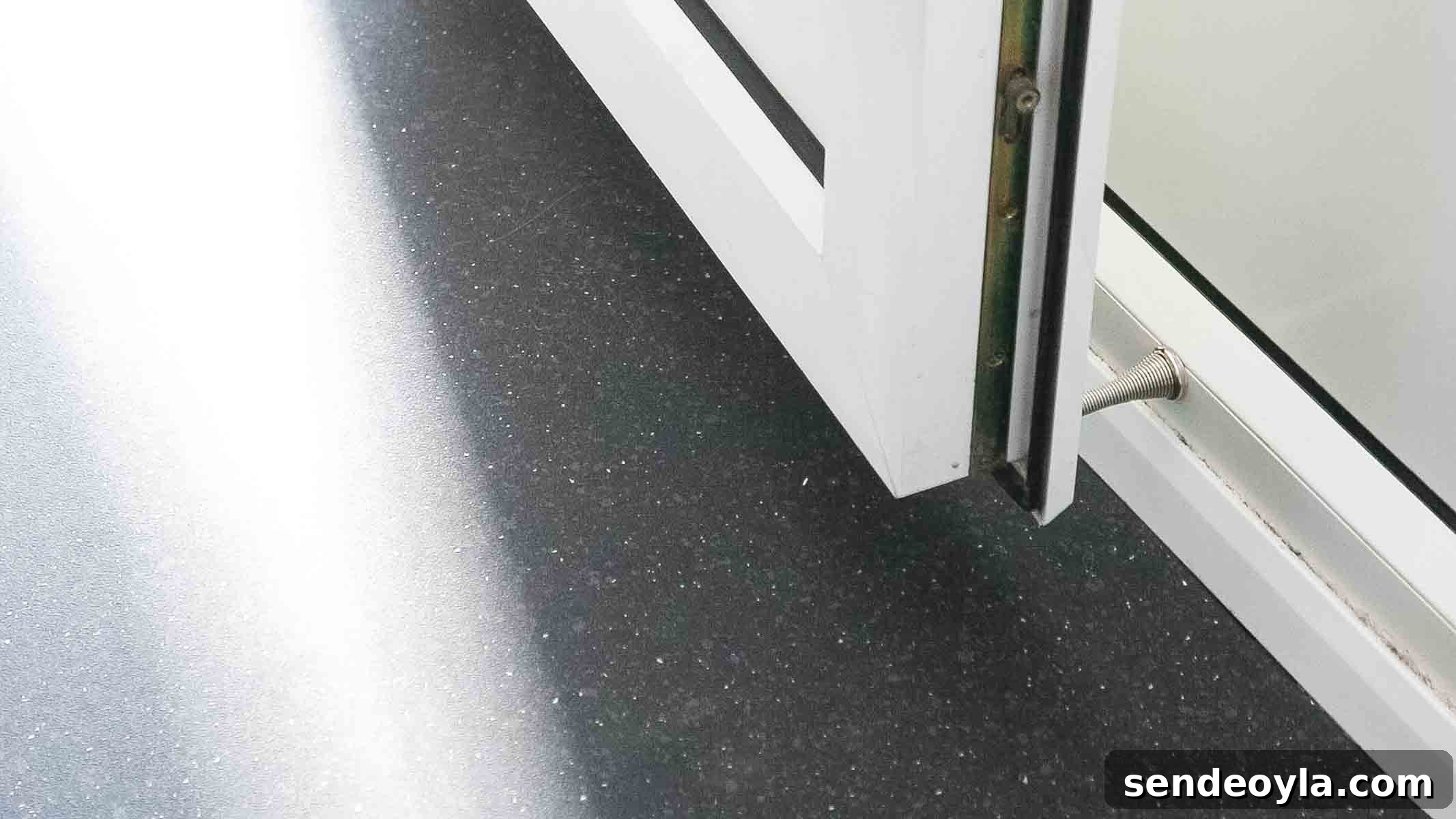 door in open position while against spring stop