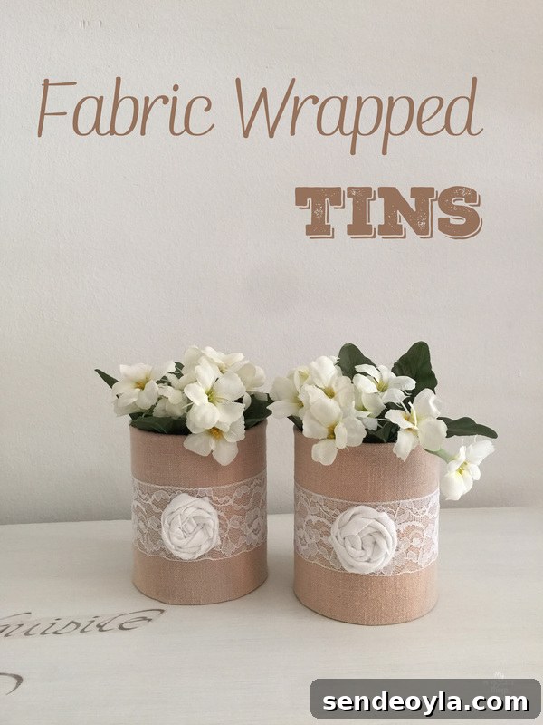 20 Creative DIY Mother's Day Gifts Mom Will Love 3 Fabric wrapped tin vase