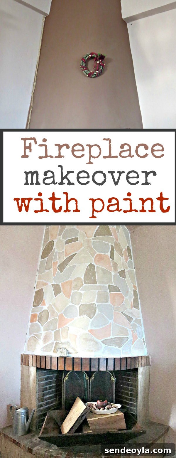 Long-Overdue Fireplace Makeover: Inspiring Before and After 10 Painting the fireplace to look like stone, #fireplace #fireplacemakeover #thepowerofpaint #paintedfireplace #DIYproject #paintrelated The Long Overdue Fireplace makeover www.theboondocksblog.com