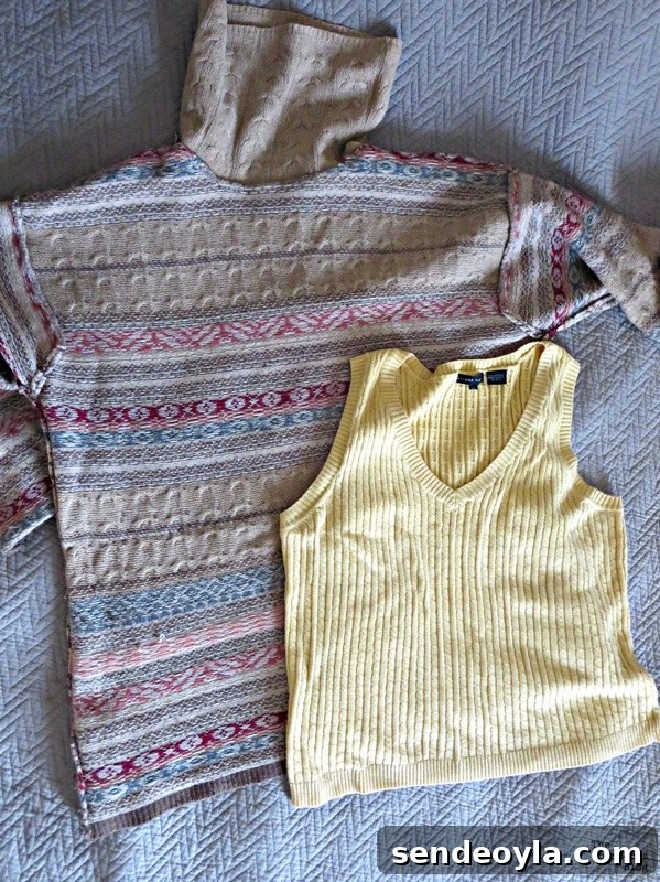 DIY Sweater Pillow Tutorial: Upcycle Old Sweaters 3 2 old sweaters before, Sweater pillows the easy way - www.theboondocksblog.com
