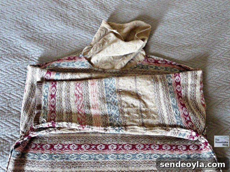 DIY Sweater Pillow Tutorial: Upcycle Old Sweaters 7 Folding the sweater, Sweaer pillows the easy way - the boondocksblog.com