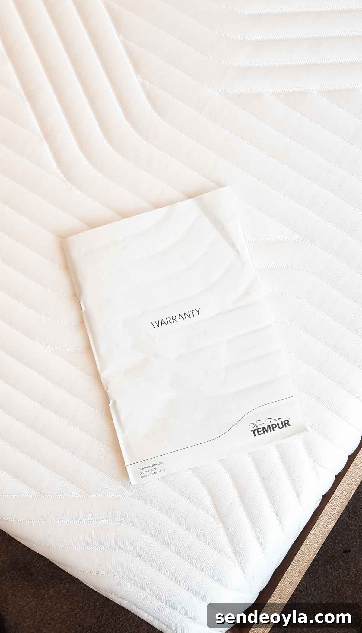 Warranty document on a tempur mattress