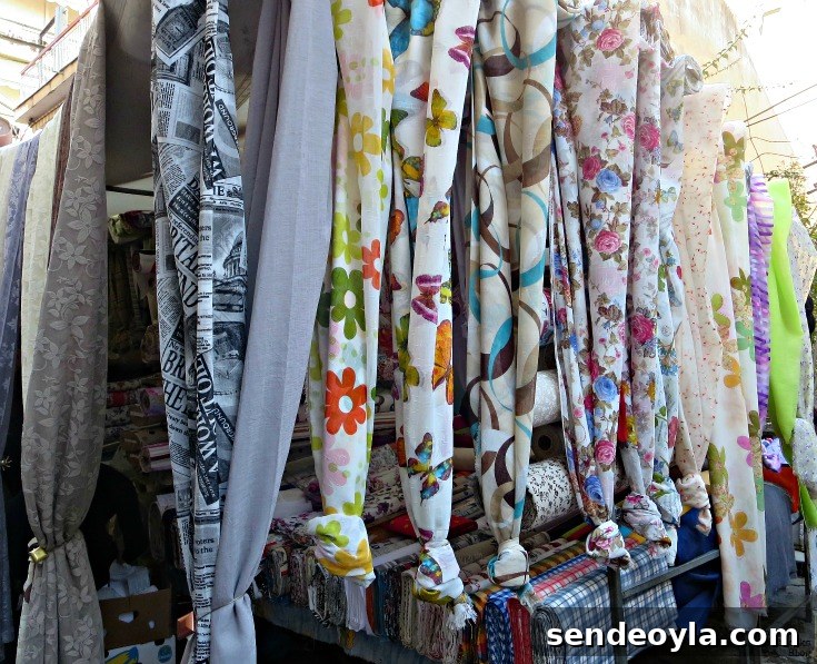 Hanging fabrics, the People's Market