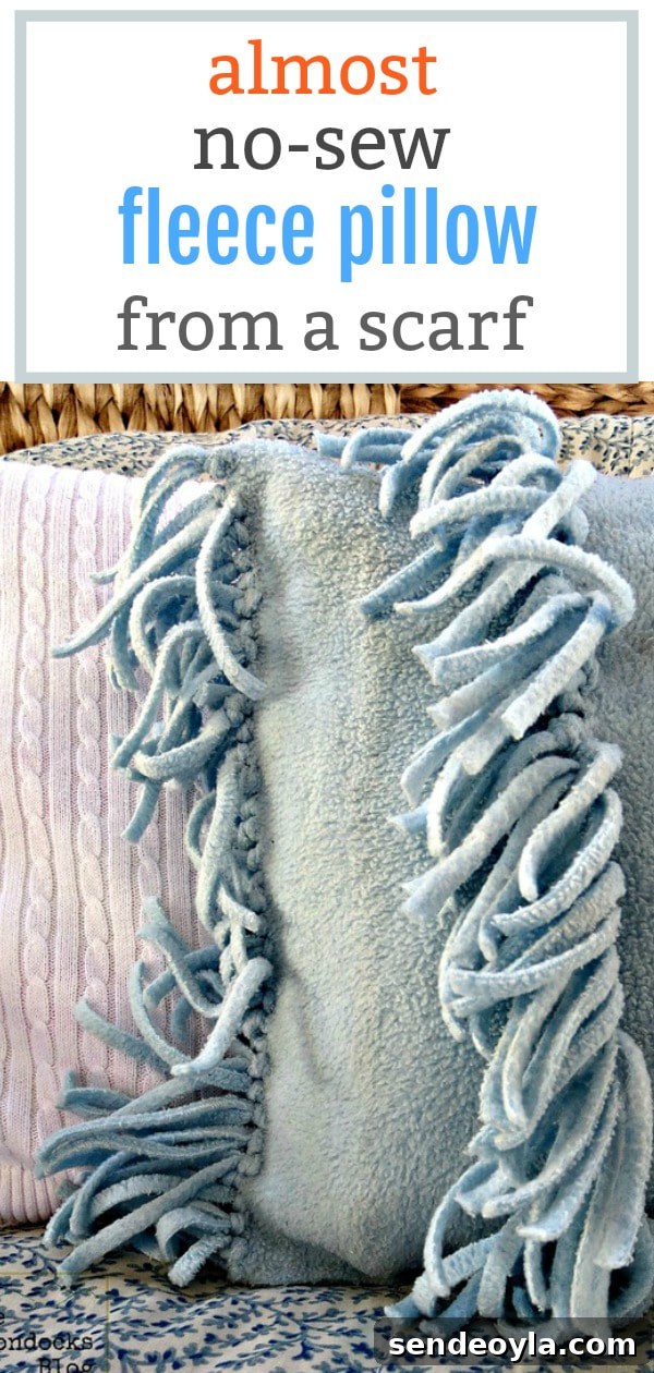 DIY Minimal-Sew Fleece Pillow 15 Final upcycled fleece scarf pillow
