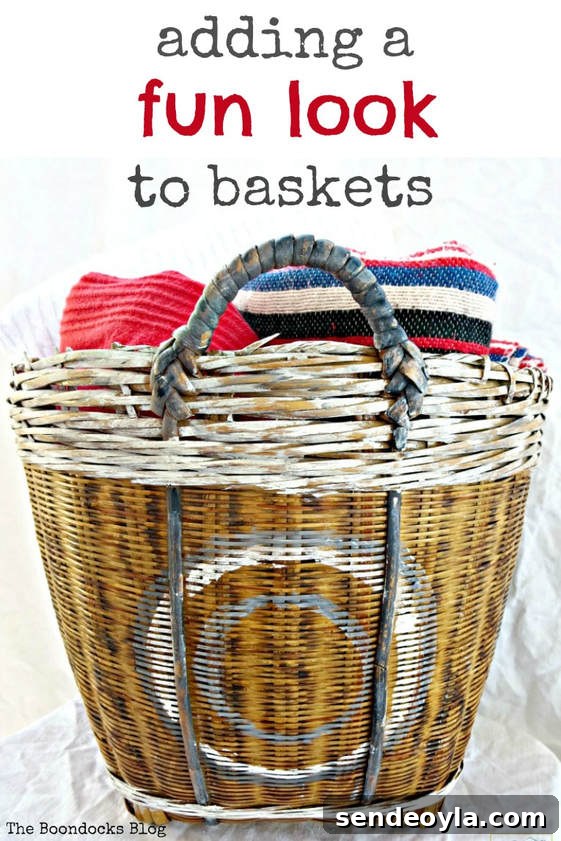 Adding interest to a basket by painting designs on it, #DIYbasket #Paintedbasket #Easycrafts #Fullpainting #Paintingbaskets A basket for my snugglies - The Boondocks Blog