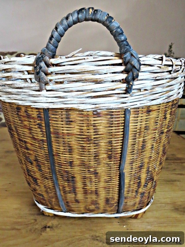 Front view of painted basket with black trim, A basket for my Snugglies- The Boondocks blog
