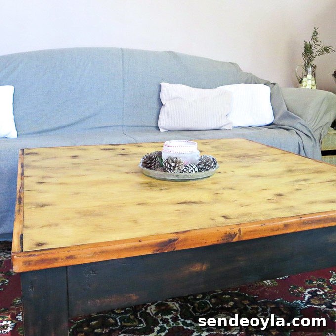 Hand-Painted Tri-Color Refurbished Wood Coffee Table 2 img 970 1