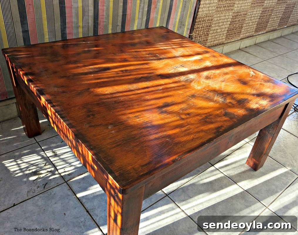 Hand-Painted Tri-Color Refurbished Wood Coffee Table 3 img 970 2