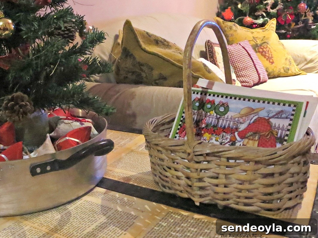  Christmas cards in a basket, Home for Christmas Blog Hop - The Boondocks Blog