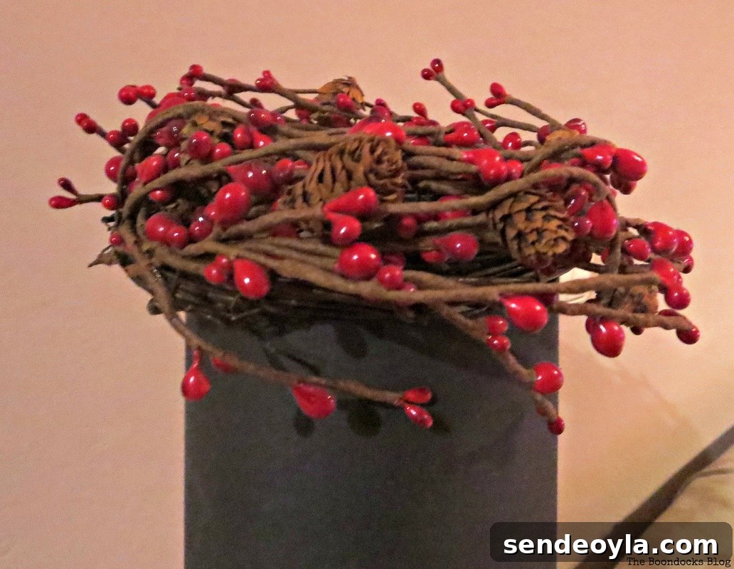 Wreath on Lamp, Home for Christmas Blog Hop - The Boondocks Blog