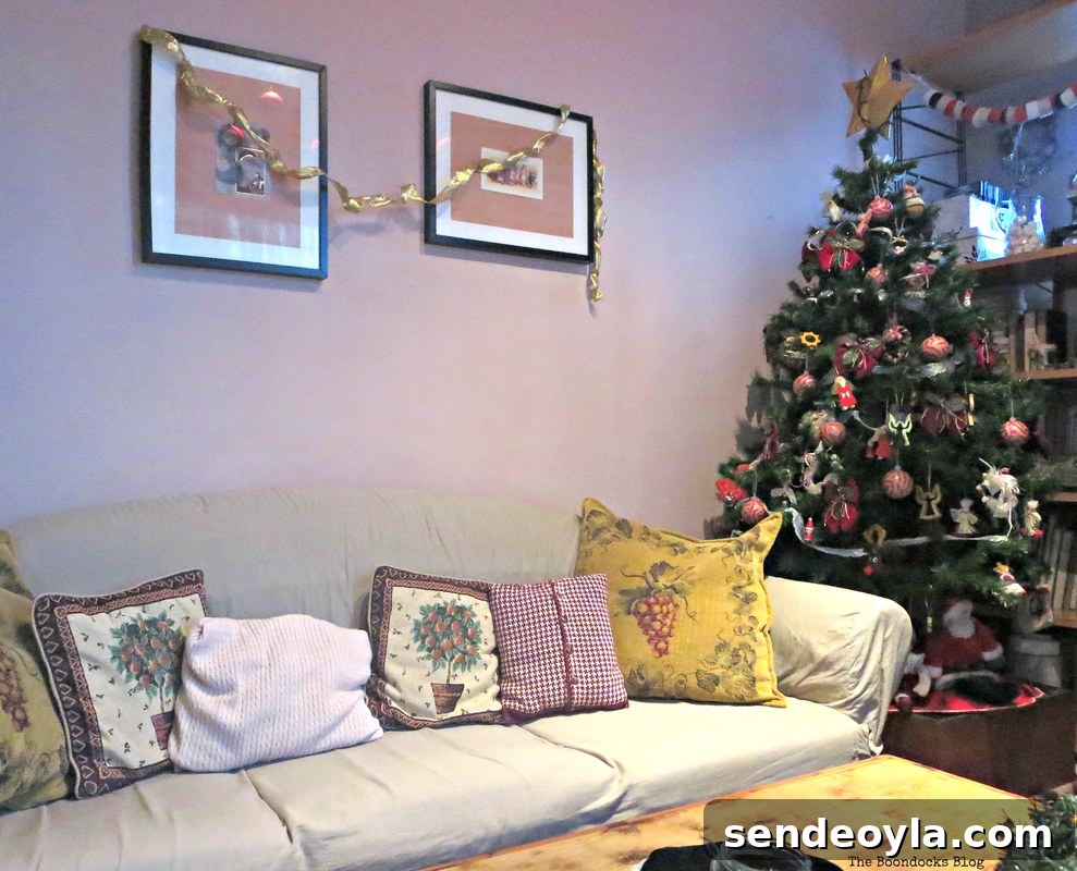 Living room sofa and tree, Home for Christmas Blog Hop - The Boondocks Blog