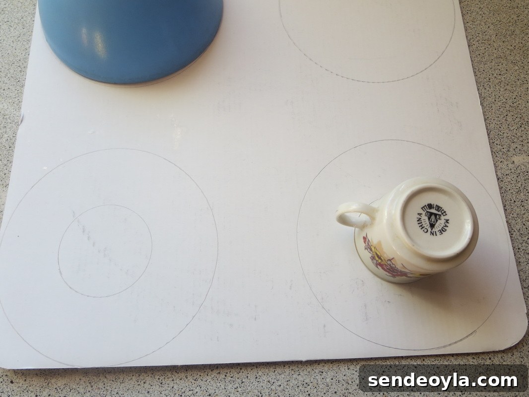 DIY Upcycled Christmas Ornaments from Scrap Ribbon 3 Cardboard rings cut for ornaments