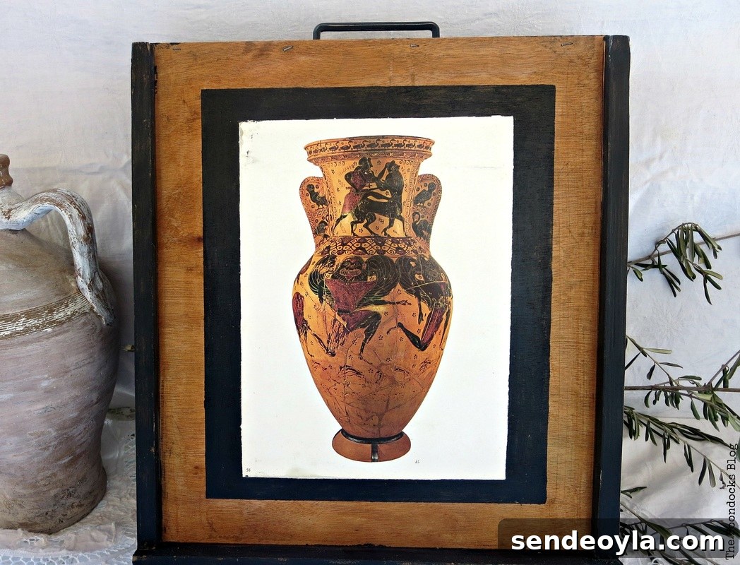  Tray from drawer, decoupaged Ancient Vases a large vase, An Ancient Tray www.theboondocksblog.com  