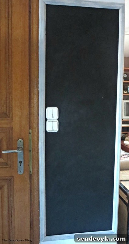 Blackboard wall with Frame finished Seeing black www.theboondocksblog.com