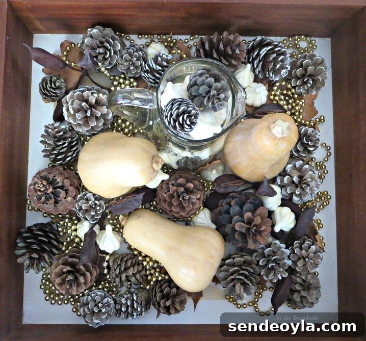 Overhead shot, Faking a Fall Vignette, www.theboondocksblog.com