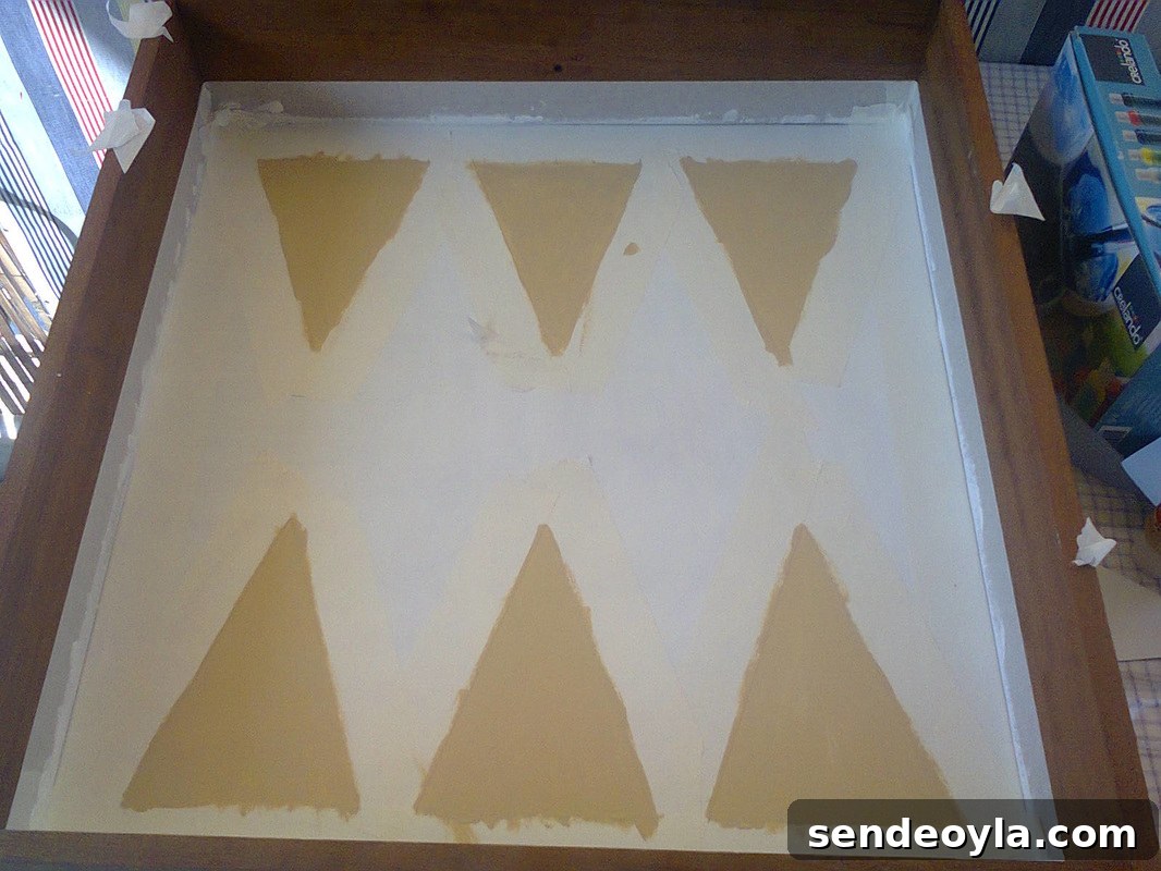 Painting the backgammon design, A Backgammon Tray www.theboondocksblog.com